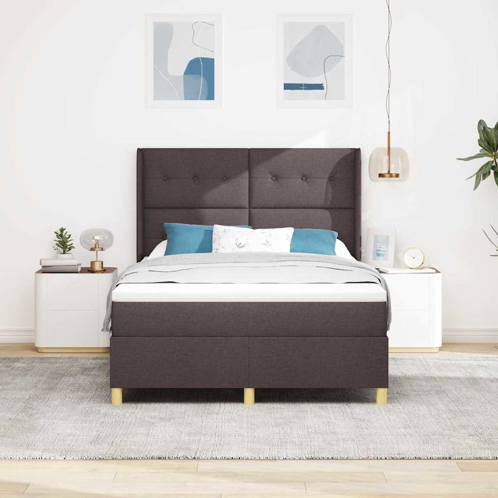 Letto a molle con testiera Marrone Scuro 140 x 190 cm Tessuto | homemem39