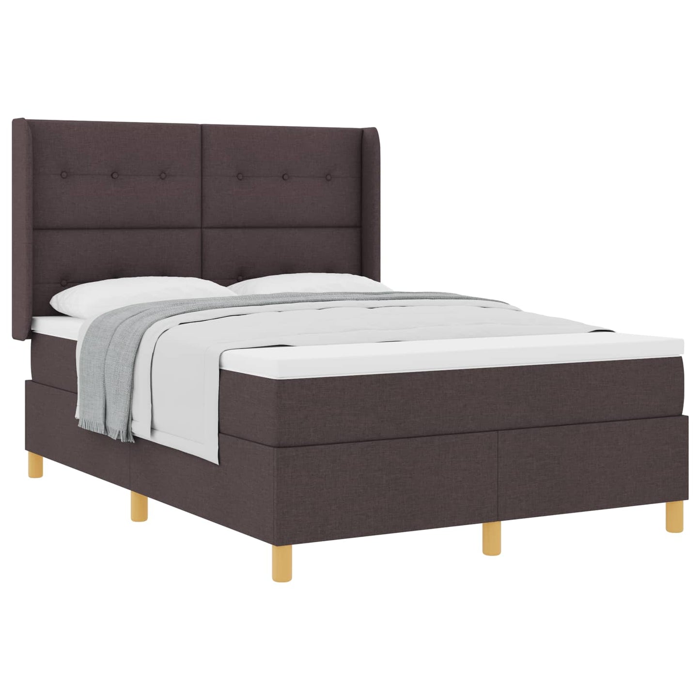 Letto a molle con testiera Marrone Scuro 140 x 190 cm Tessuto | homemem39