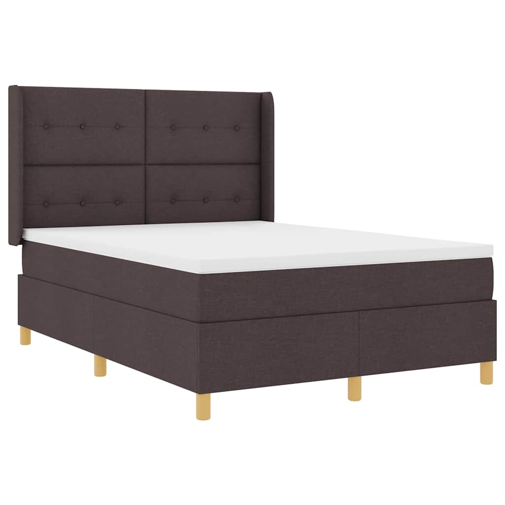 Letto a molle con testiera Marrone Scuro 140 x 190 cm Tessuto | homemem39