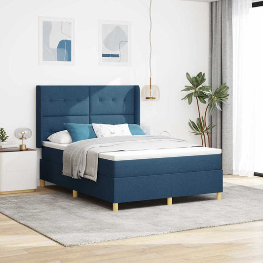 Letto a molle con testiera Blu 140 x 190 cm Tessuto | homemem39