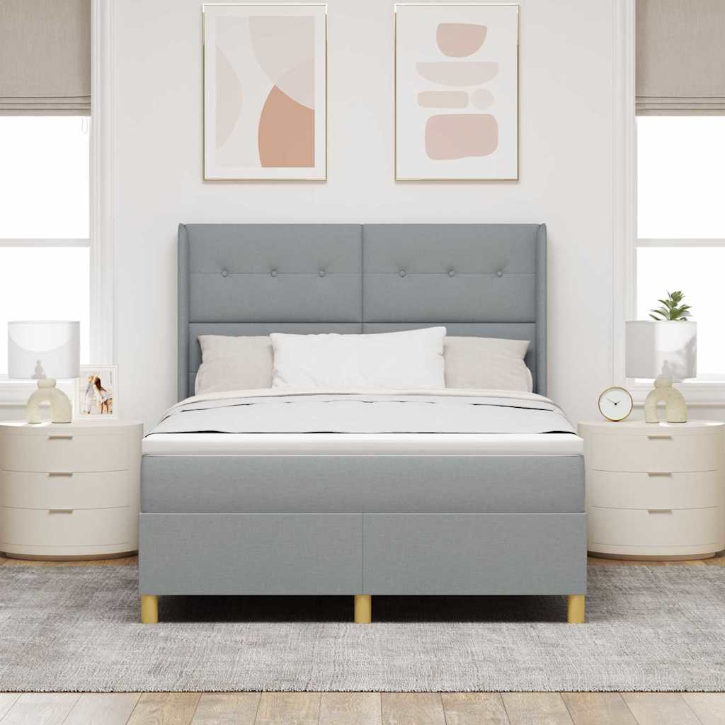 Letto a Molle con materasso Grigio chiaro 140 x 200 cm Tessuto