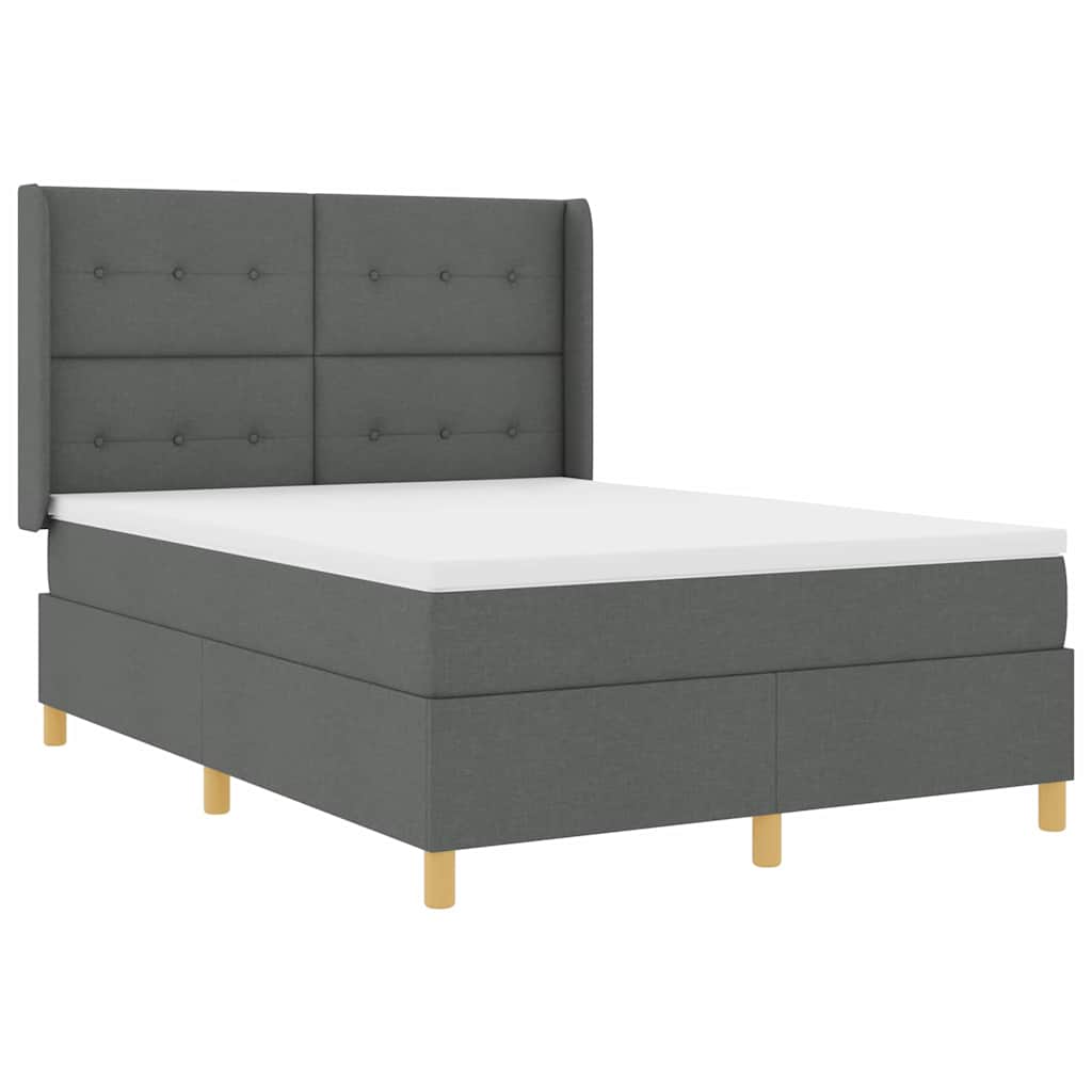 Letto a molle con materasso Grigio scuro 140 x 200 cm Tessuto