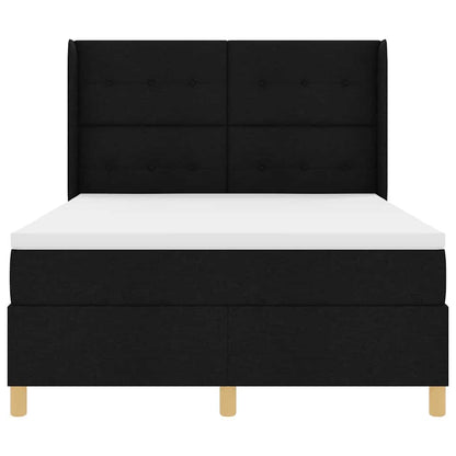 Letto a Molle con materasso Nero 140 x 200 cm Tessuto