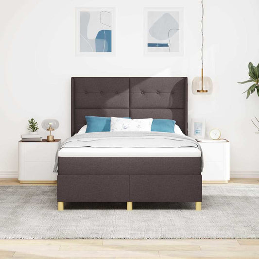 Letto a molle con testiera Marrone Scuro 140 x 200 cm Tessuto | homemem39