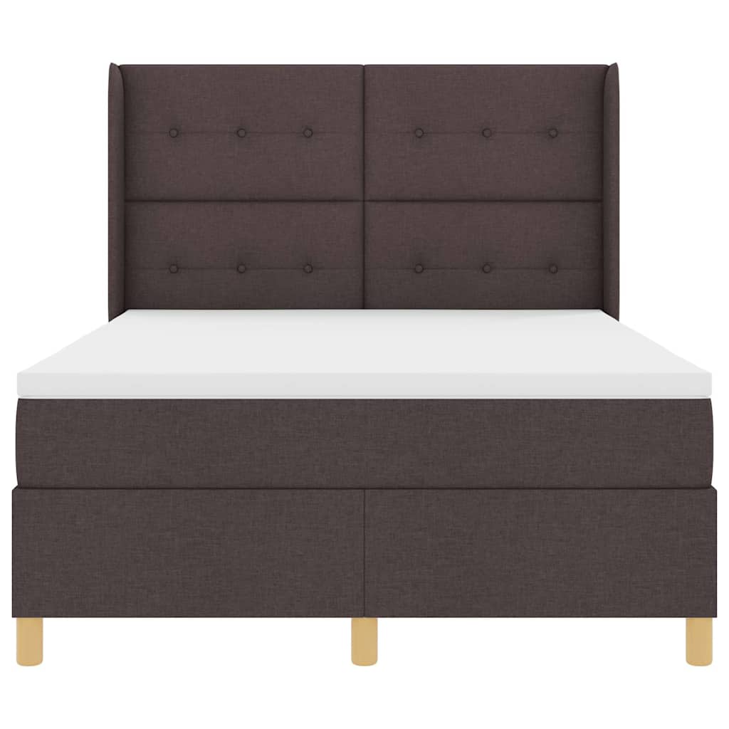 Letto a molle con testiera Marrone Scuro 140 x 200 cm Tessuto | homemem39