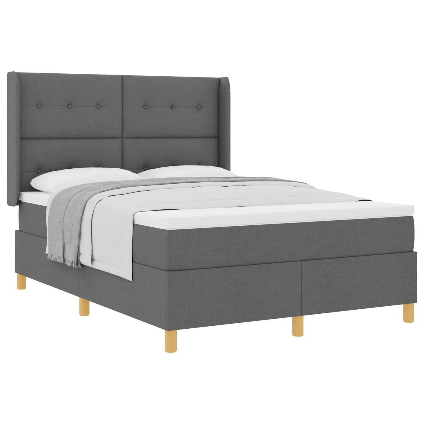 Letto a molle con materasso Grigio scuro 160 x 200 cm Tessuto
