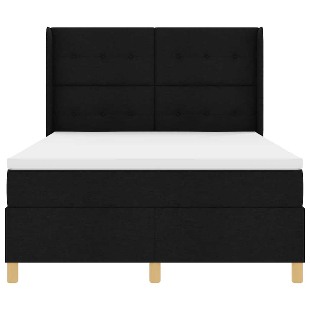 Letto a molle con materasso Nero 160 x 200 cm Tessuto