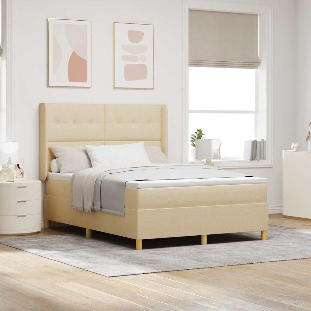 Letto a molle con testiera Crema 160 x 200 cm Tessuto | homemem39