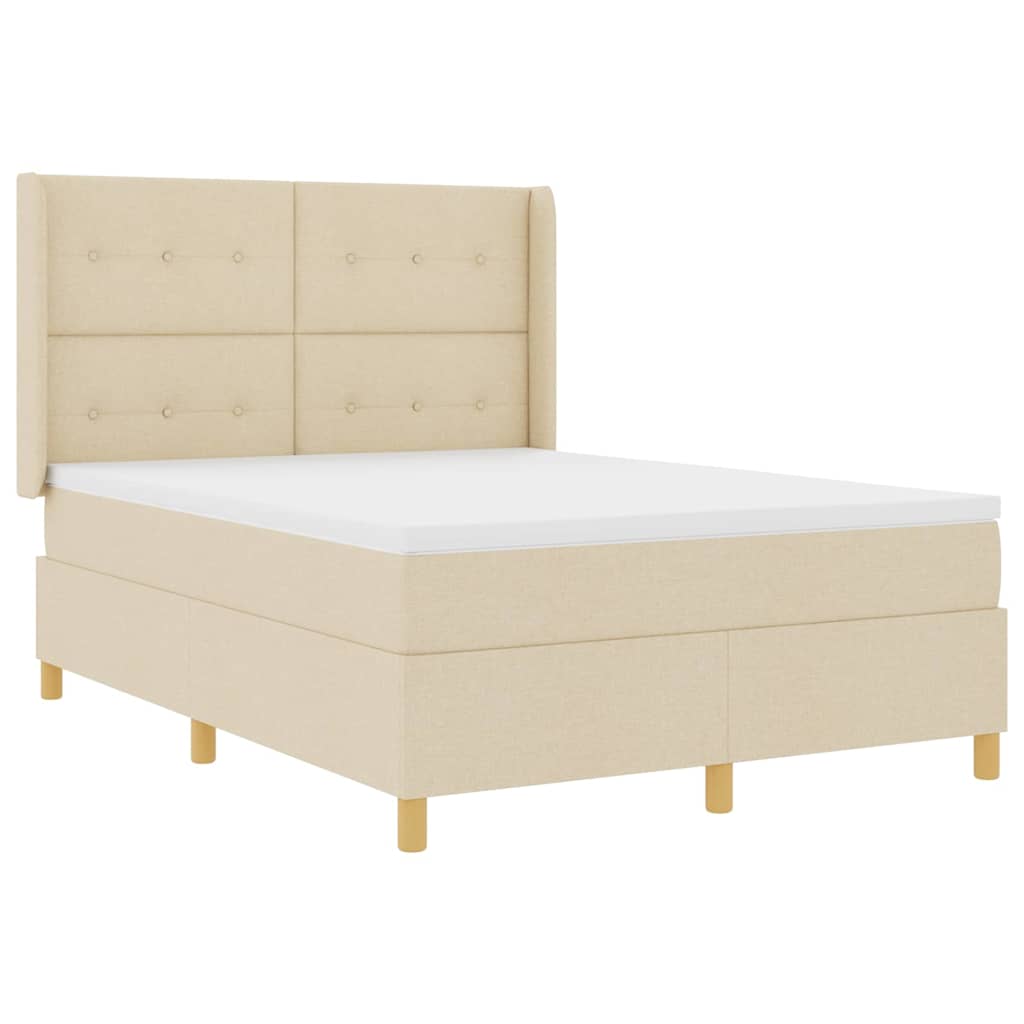 Letto a molle con testiera Crema 160 x 200 cm Tessuto | homemem39