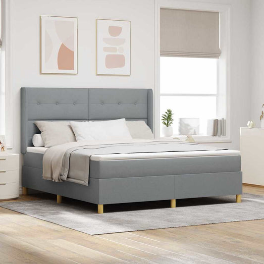 Letto a molle con testiera Grigio chiaro 180 x 200 cm Tessuto | homemem39