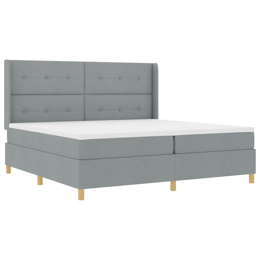 Letto a Molle con materasso Grigio chiaro 200 x 200 cm Tessuto