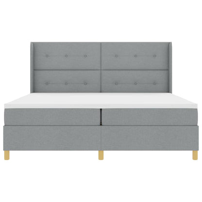 Letto a Molle con materasso Grigio chiaro 200 x 200 cm Tessuto