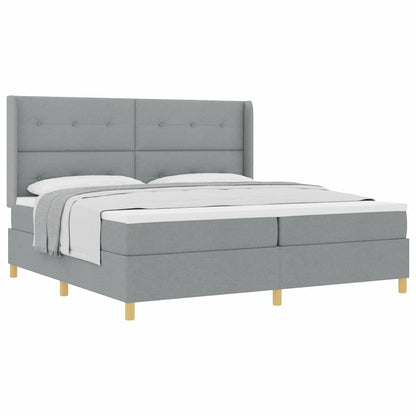Letto a Molle con materasso Grigio chiaro 200 x 200 cm Tessuto