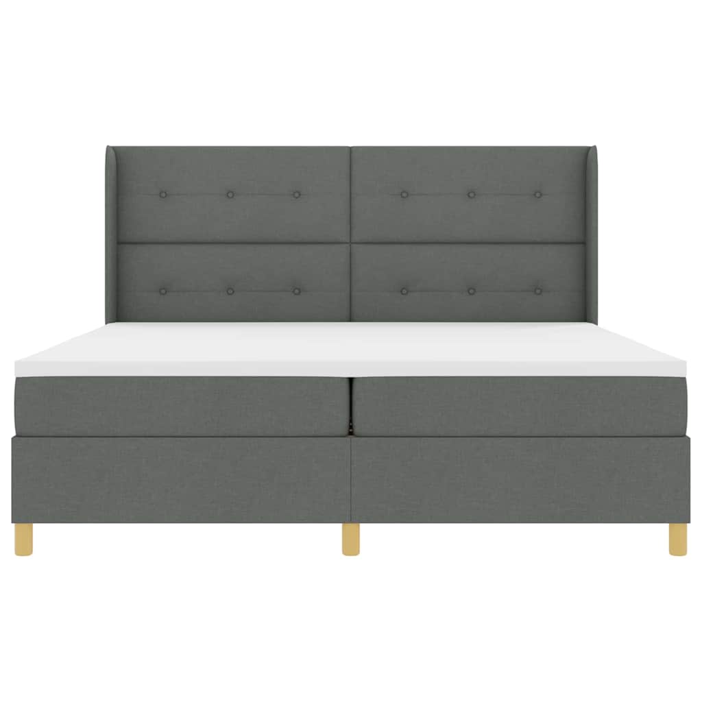 Letto a Molle con materasso Grigio scuro 200 x 200 cm Tessuto