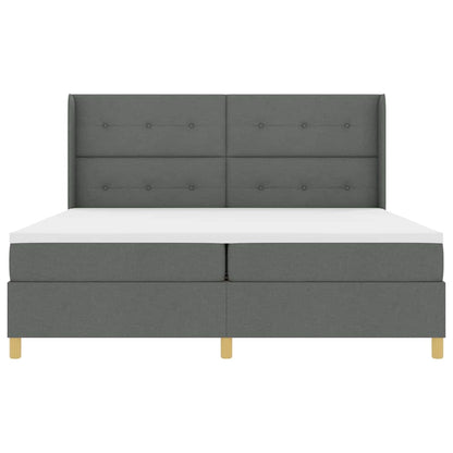 Letto a Molle con materasso Grigio scuro 200 x 200 cm Tessuto