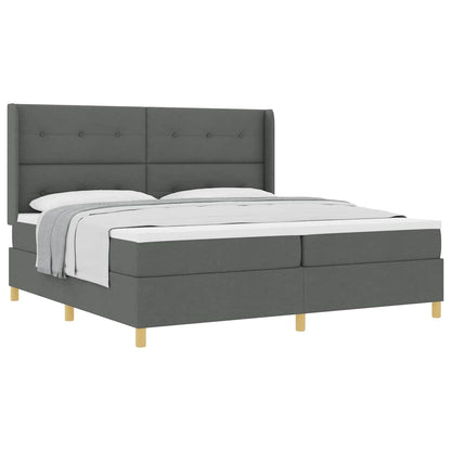 Letto a Molle con materasso Grigio scuro 200 x 200 cm Tessuto
