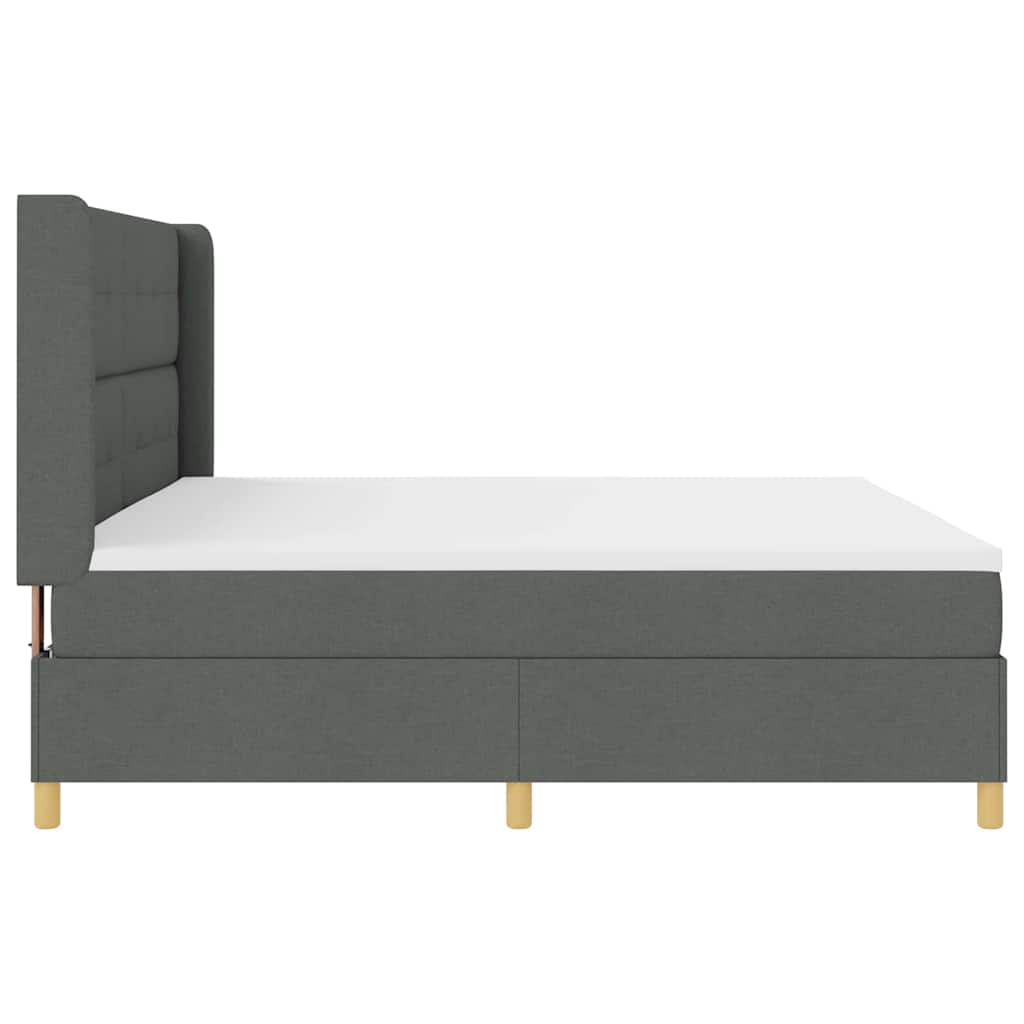 Letto a Molle con materasso Grigio scuro 200 x 200 cm Tessuto