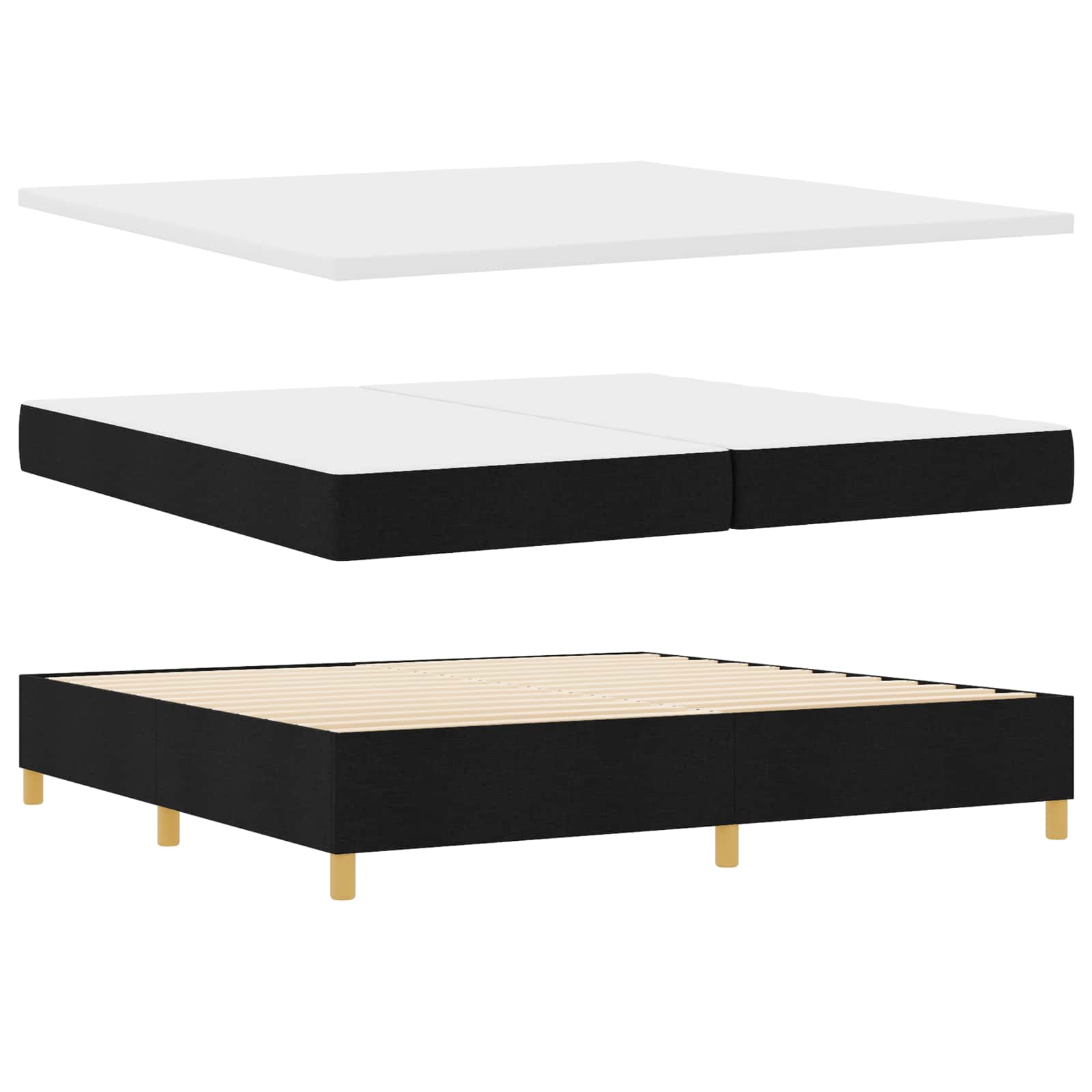 Letto a molle con testiera Nero 200 x 200 cm Tessuto | homemem39