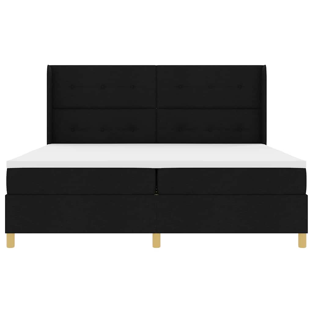 Letto a Molle con materasso Nero 200 x 200 cm Tessuto - homemem39