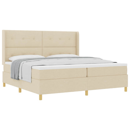 Letto a molle con testiera Crema 200 x 200 cm Tessuto | homemem39