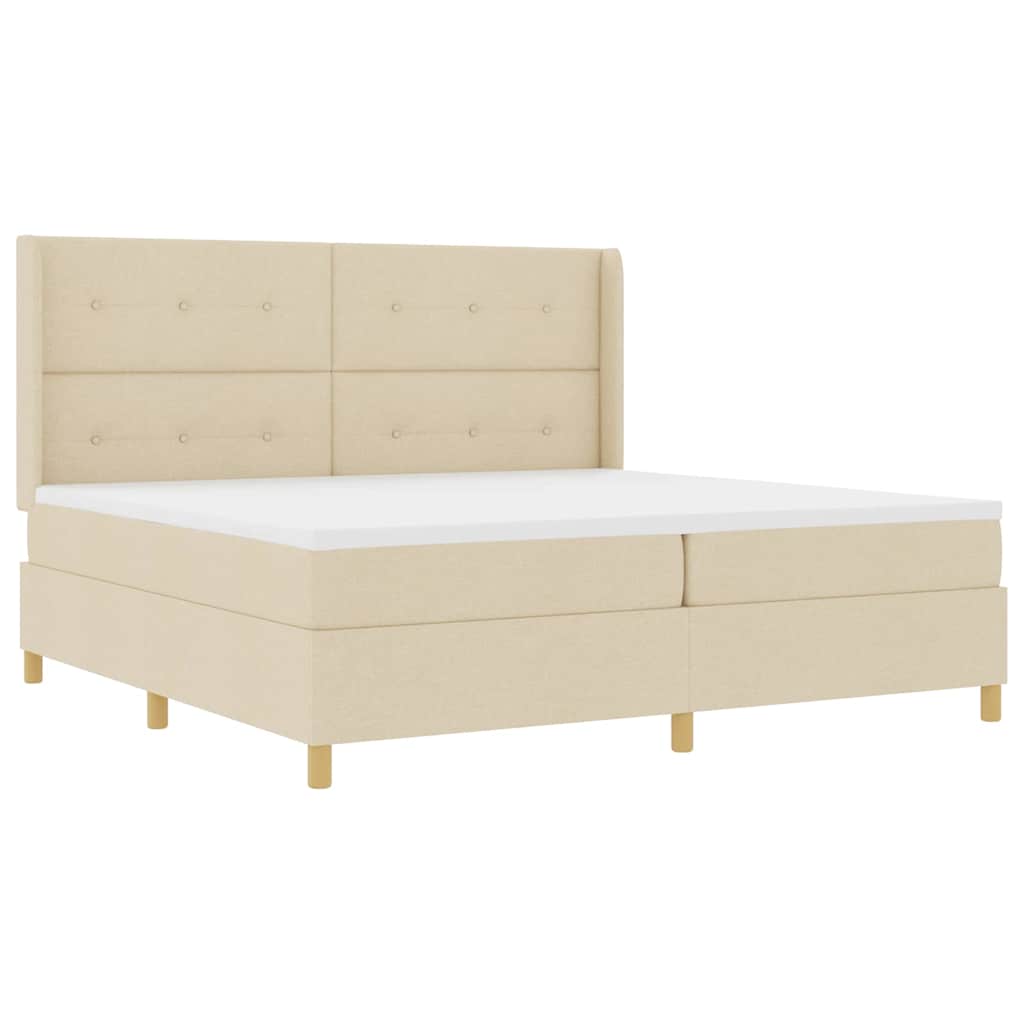 Letto a molle con testiera Crema 200 x 200 cm Tessuto | homemem39