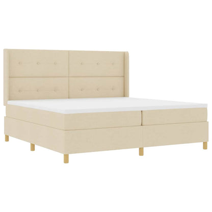 Letto a molle con testiera Crema 200 x 200 cm Tessuto | homemem39