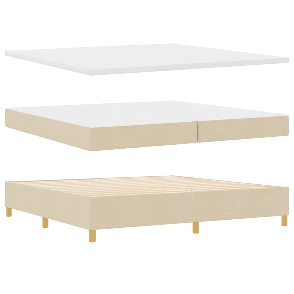 Letto a molle con testiera Crema 200 x 200 cm Tessuto | homemem39