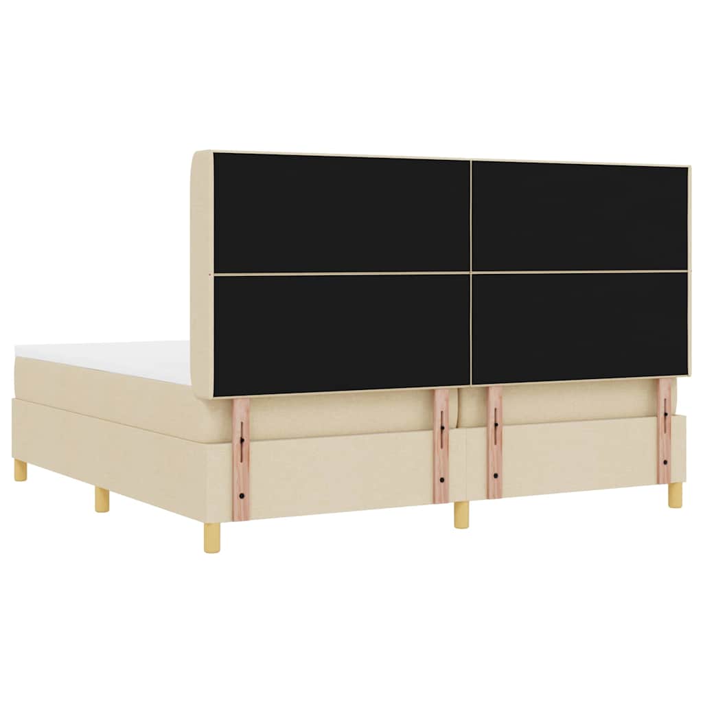 Letto a molle con testiera Crema 200 x 200 cm Tessuto | homemem39