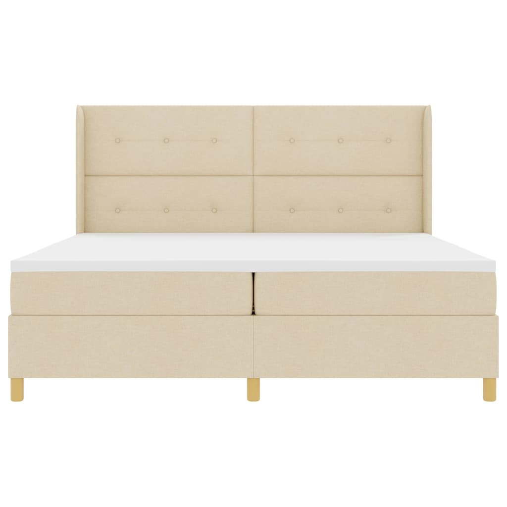 Letto a molle con testiera Crema 200 x 200 cm Tessuto | homemem39