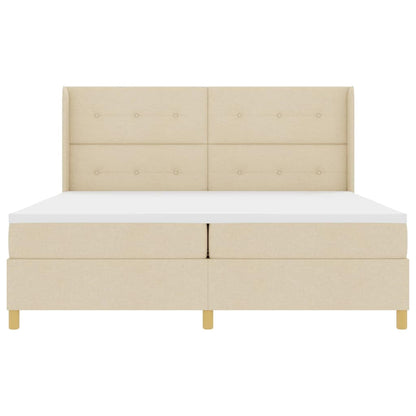 Letto a molle con testiera Crema 200 x 200 cm Tessuto | homemem39