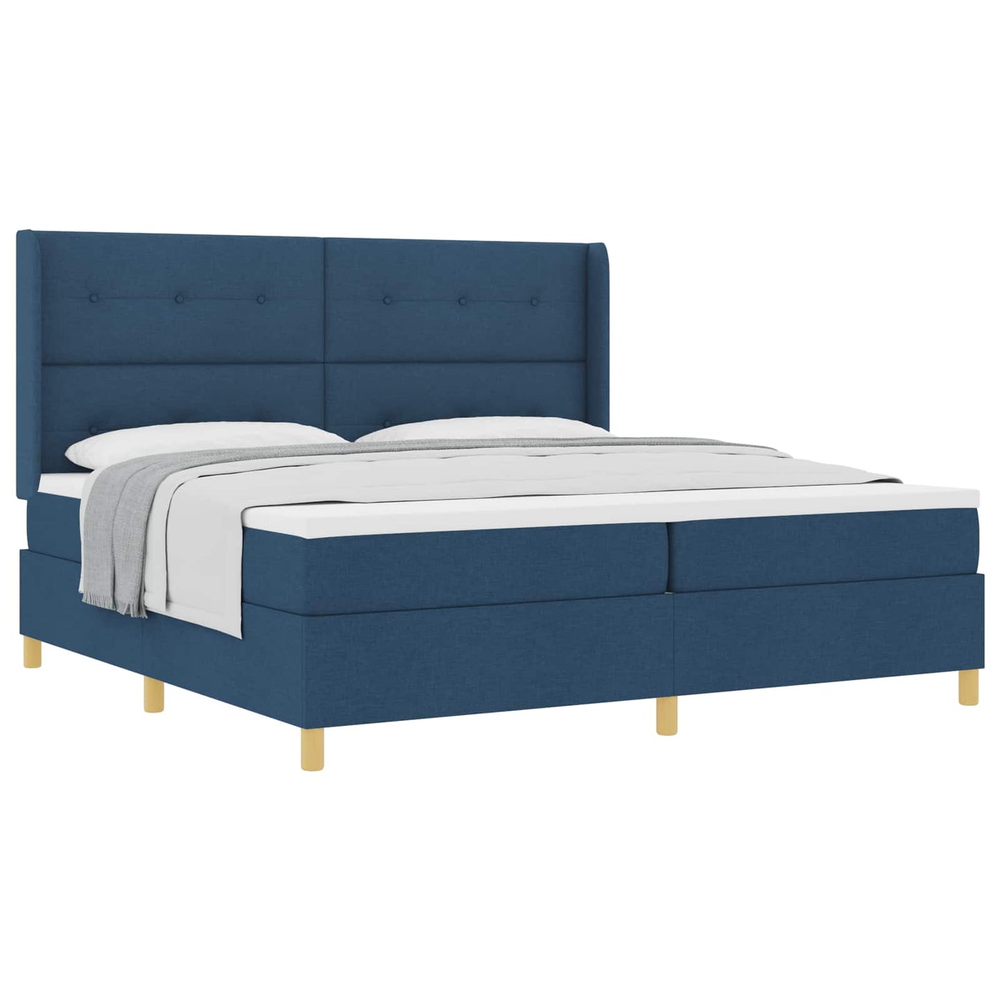 Letto a molle con testiera Blu 200 x 200 cm Tessuto | homemem39