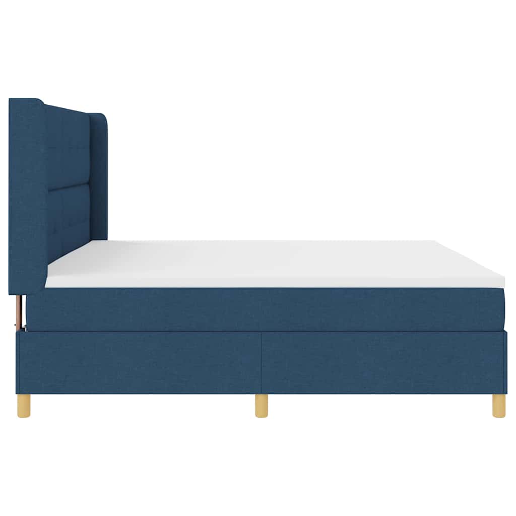 Letto a molle con testiera Blu 200 x 200 cm Tessuto | homemem39