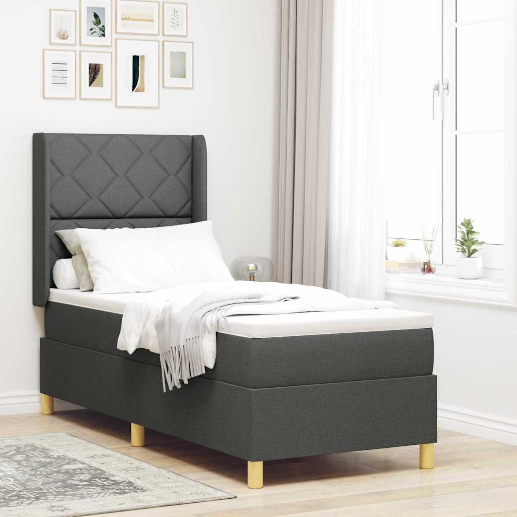Letto a molle con testiera Grigio scuro 80 x 200 cm Tessuto | homemem39