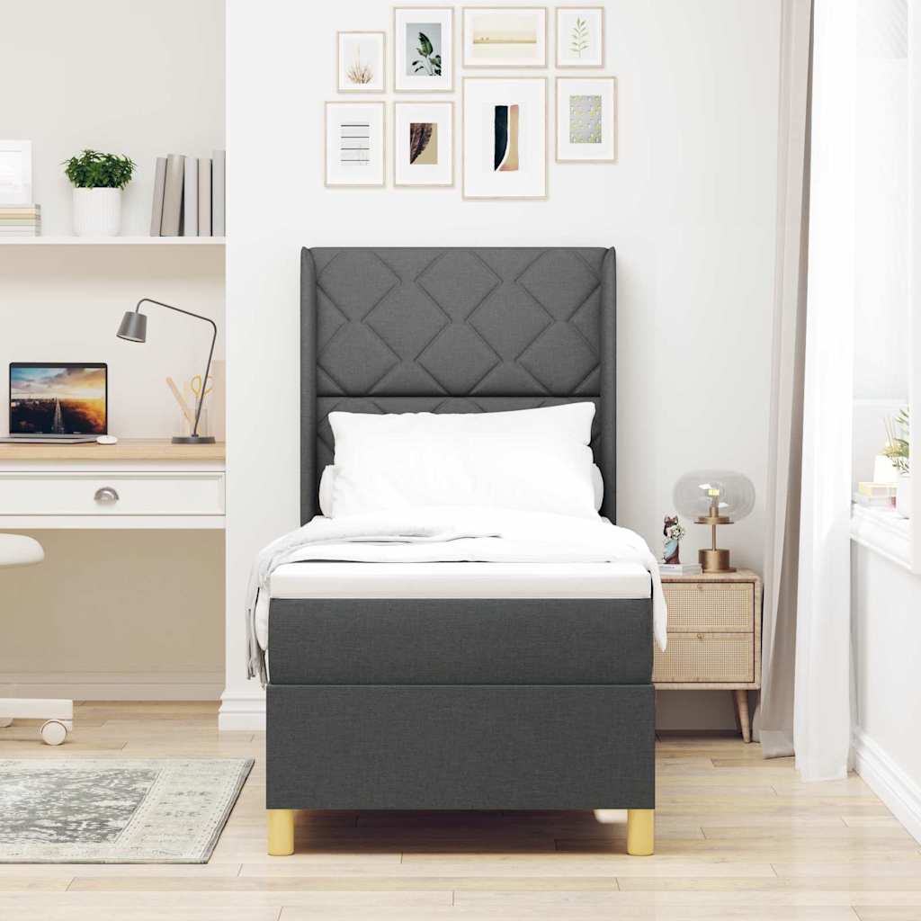Letto a molle con testiera Grigio scuro 80 x 200 cm Tessuto | homemem39