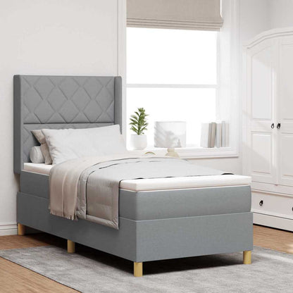 Letto a molle con testiera Grigio chiaro 100 x 200 cm Tessuto | homemem39