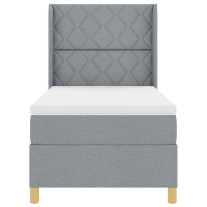 Letto a molle con testiera Grigio chiaro 100 x 200 cm Tessuto | homemem39