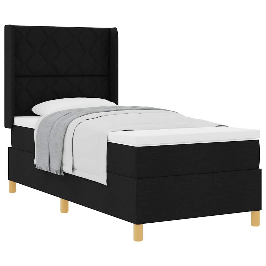 Letto a Molle con materasso Nero 100 x 200 cm Tessuto - homemem39