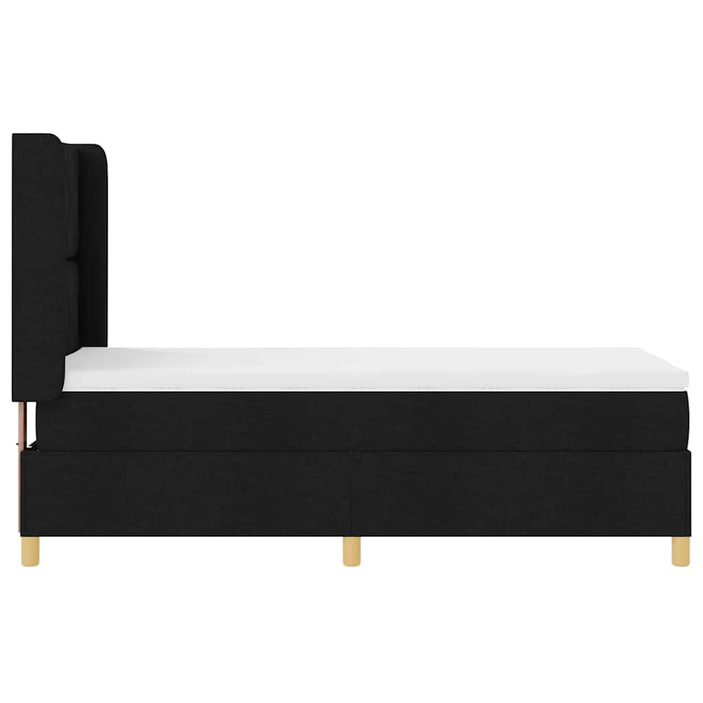 Letto a Molle con materasso Nero 100 x 200 cm Tessuto - homemem39