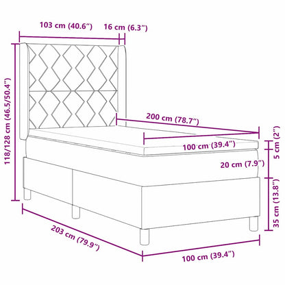 Letto a molle con testiera Marrone Scuro 100 x 200 cm Tessuto | homemem39