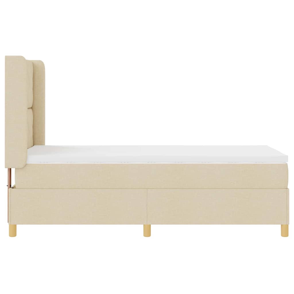 Letto a molle con materasso Crema 100 x 200 cm Tessuto