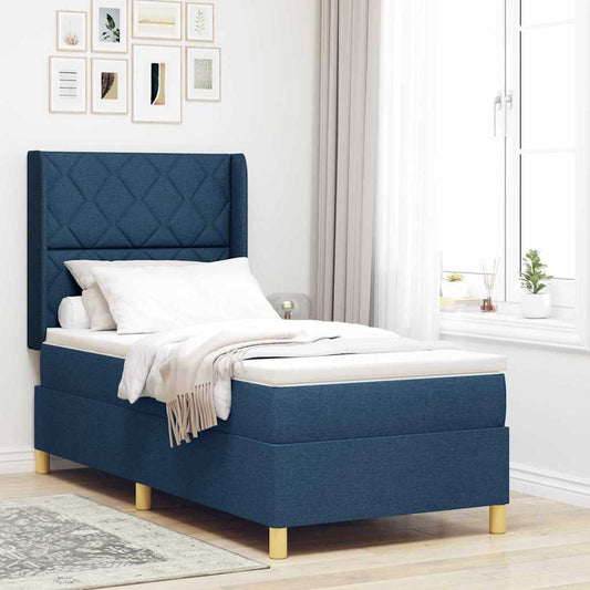 Letto a Molle con materasso Blu 100 x 200 cm Tessuto - homemem39