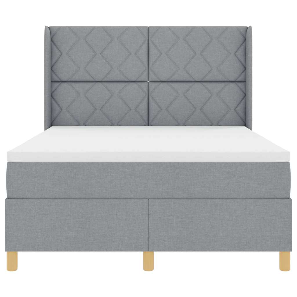 Letto a molle con testiera Grigio chiaro 140 x 190 cm Tessuto | homemem39