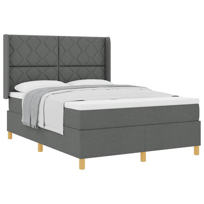 Letto a Molle con materasso Grigio scuro 140 x 190 cm Tessuto