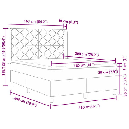 Letto a molle con testiera Grigio scuro 160 x 200 cm Tessuto | homemem39