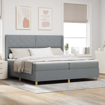 Letto a molle con testiera Grigio chiaro 200 x 200 cm Tessuto