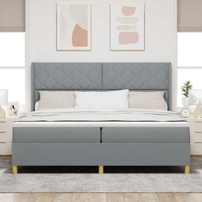 Letto a molle con testiera Grigio chiaro 200 x 200 cm Tessuto | homemem39