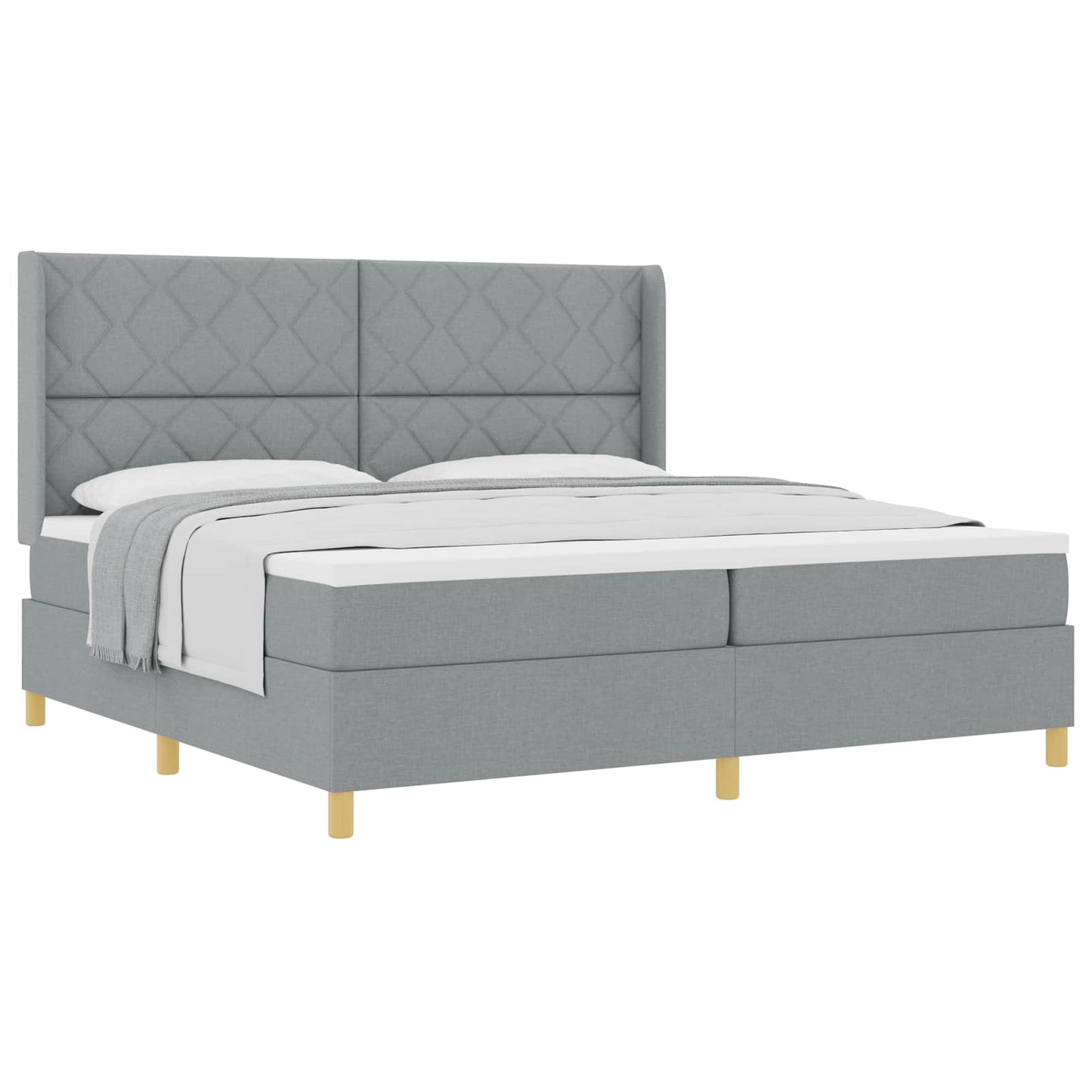 Letto a molle con testiera Grigio chiaro 200 x 200 cm Tessuto | homemem39