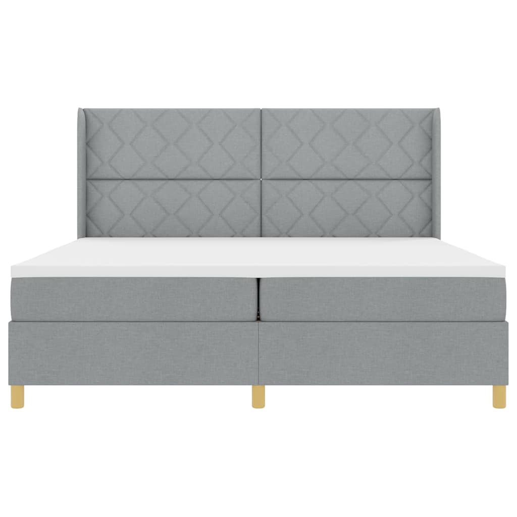 Letto a molle con testiera Grigio chiaro 200 x 200 cm Tessuto | homemem39