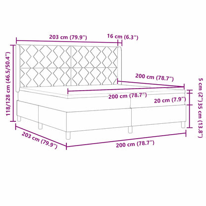 Letto a molle con testiera Grigio chiaro 200 x 200 cm Tessuto | homemem39