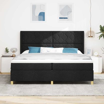 Letto a molle con testiera Nero 200 x 200 cm Tessuto | homemem39